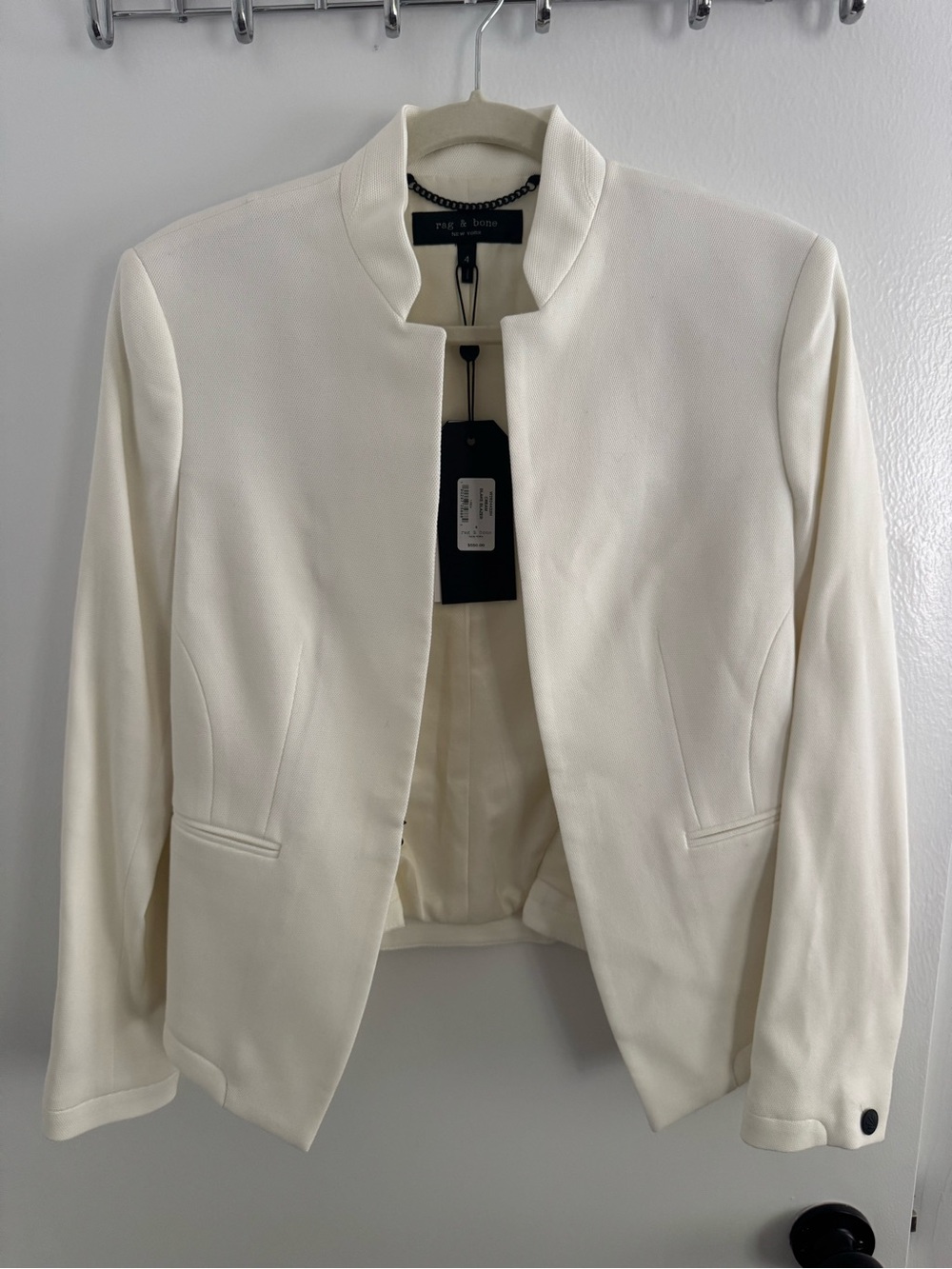 NWT rag & bone Blake Pique Blazer Cream Ivory 4